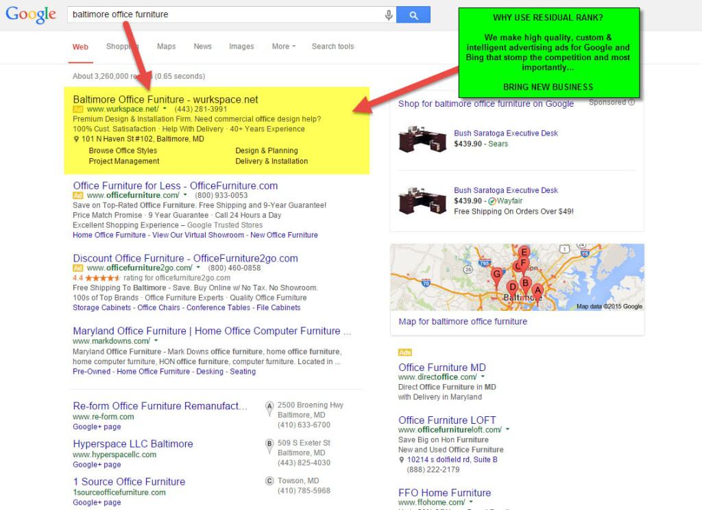 ppc ad example 2015 office furniture