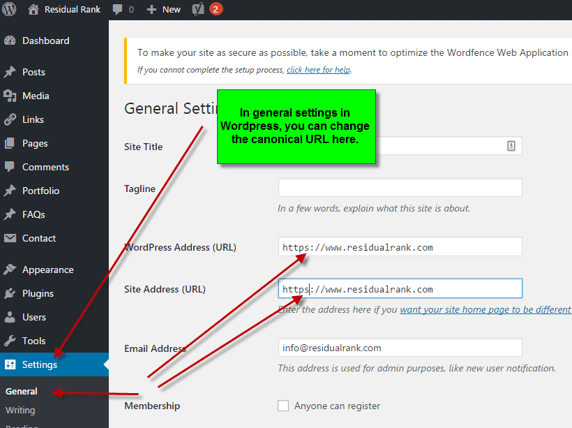 changing the canonical URL