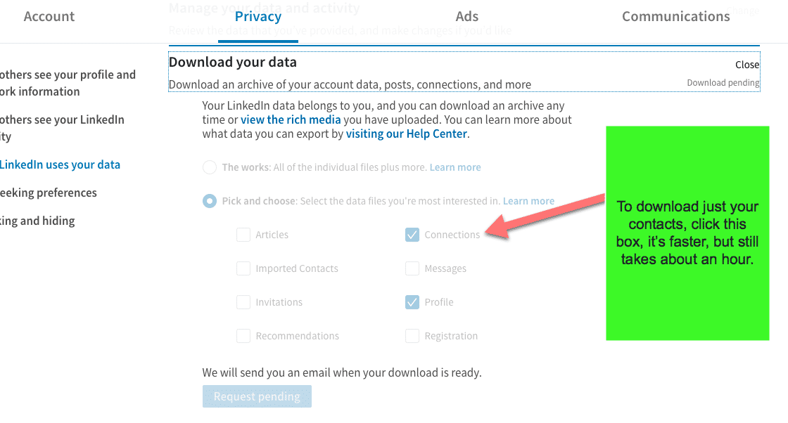 how to download your linkedin contacts 3