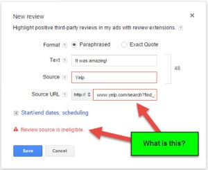 review source is ineligible